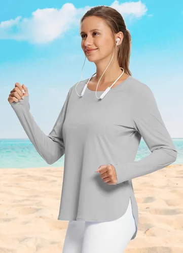 Miniatura 48 de BALEAF - Camisetas de sol de manga larga para mujer, con FPU 50+, para senderismo, ligeras, de secado rápido, protección contra rayos ultravioleta