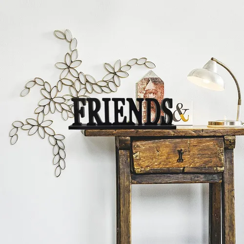 Miniatura 2 de Wooden Friends - Letrero independiente con diseño de palabras rústicas para mesa, chimenea y entrada