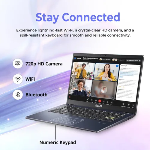 Miniatura 5 de ASUS Vivobook - Laptop para estudiantes y transmisión, pantalla FHD, Intel Celeron N4500, 4 GB de RAM, 64 GB eMMC, delgada y ligera, WiFi