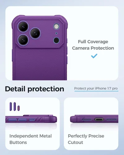 Miniatura 6 de ASAFCASE Funda magnética para iPhone 17 Pro, soporte integrado, compatible con MagSafe, resistente caída de grado militar, control de cámara, funda