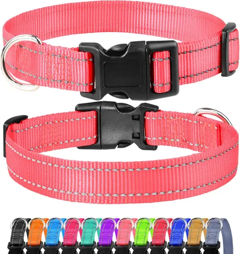 Miniatura 9 de FunTags Collar reflectante para perros, collares de nailon resistentes para perros pequeños machos y hembras, collar ajustable para perros