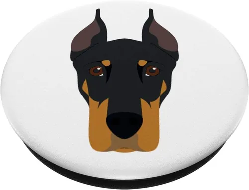 Miniatura 3 de Llave de vaso con forma de perro Doberman con orejas en blanco – PopSockets agarre y soporte para teléfonos y tabletas