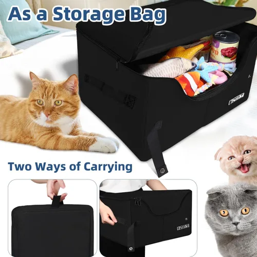 Miniatura 6 de Petskd High Sides - Caja de arena portátil de viaje para gatos con tapa y 10 bolsas de revestimiento, peso ligero y a prueba de fugas para viajes