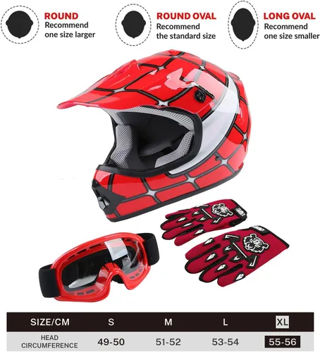 Miniatura 3 de TCT-MOTORPARTS DOT - Casco de motocross para niños y jóvenes, casco de cara completa para motocross, ATV, todoterreno, casco de cuatro ruedas, araña