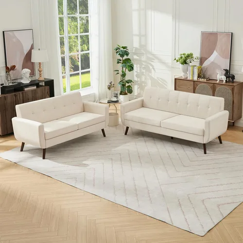 Miniatura 44 de Tbfit Sofá en Forma de L, Sofás Seccionales Modernos de Mediados de Siglo de 80" de Ancho, Sofás de 3 Plazas con Chaise Lounge Amplio, Sofá Beige