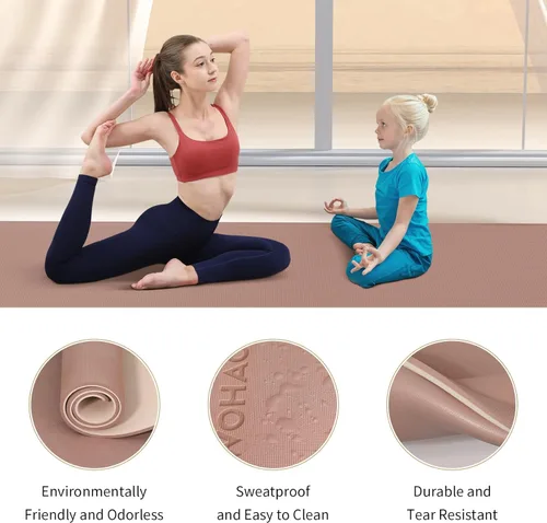 Miniatura 4 de Tapete de yoga extra grueso de 0.315 pulgadas, 72 x 28 pulgadas, tapete de ejercicio antideslizante, reversible de 2 lados de doble