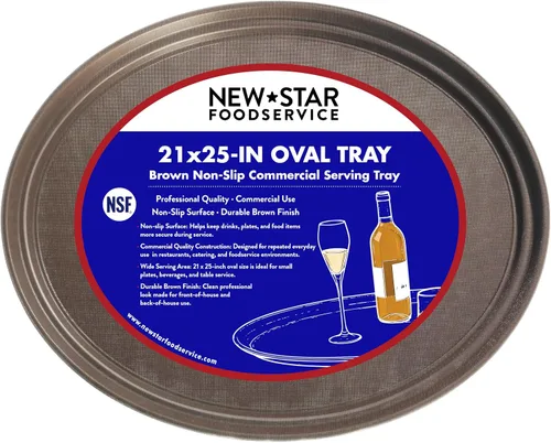 Miniatura 14 de New Star Foodservice Bandeja antideslizante, plástico, forro de goma, ovalada, 20.9 x 24.8 in, negro