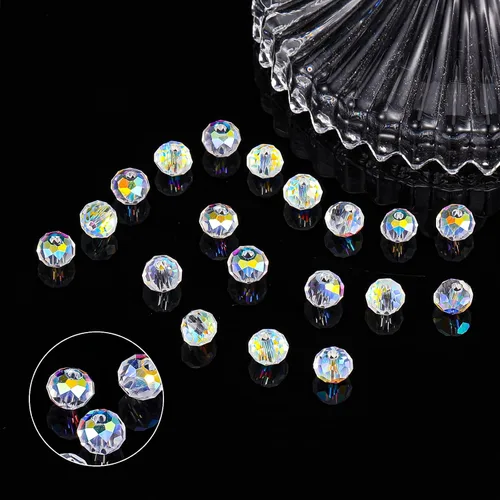 Miniatura 4 de 800 cuentas de cristal Rondelle de 0.236 pulgadas (0.236 in), cuentas de cristal facetadas para bricolaje para hacer joyas, atrapasoles, pulseras