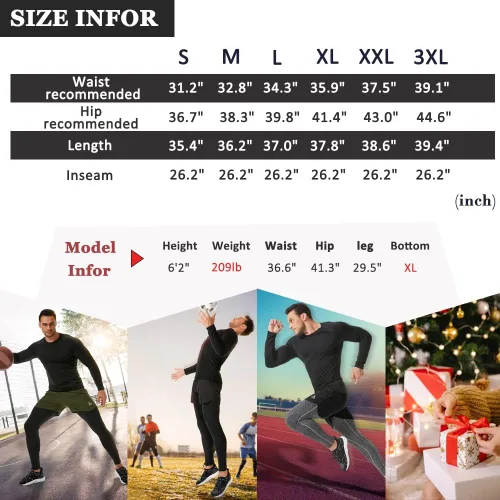 Miniatura 20 de SILKWORLD Paquete de 1 a 3 pantalones de compresión para hombre, con bolsillos, leggings de gimnasio y secado fresco