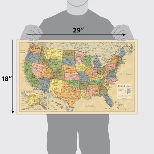 Miniatura 7 de Póster en blanco con diseño de mapa de Estados Unidos laminado, 18 x 29 pulgadas (solo para uso con marcadores de borrado húmedo)