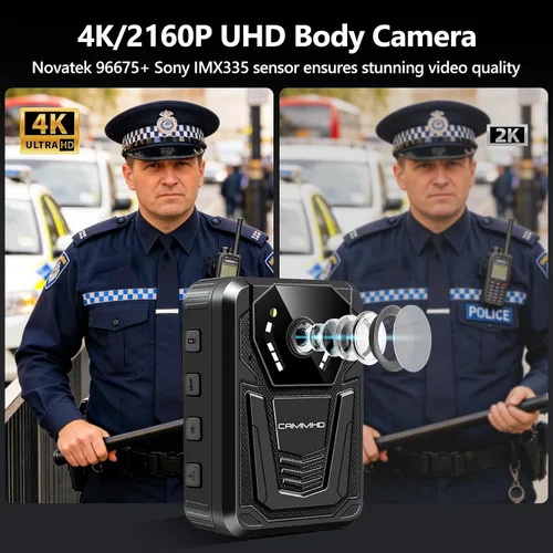 Miniatura 2 de CAMMHD Cámara corporal F6 1TB 4K, trabajo de 12 a 14 horas y visión nocturna ultra, cámaras corporales impermeables con grabación de audio y video