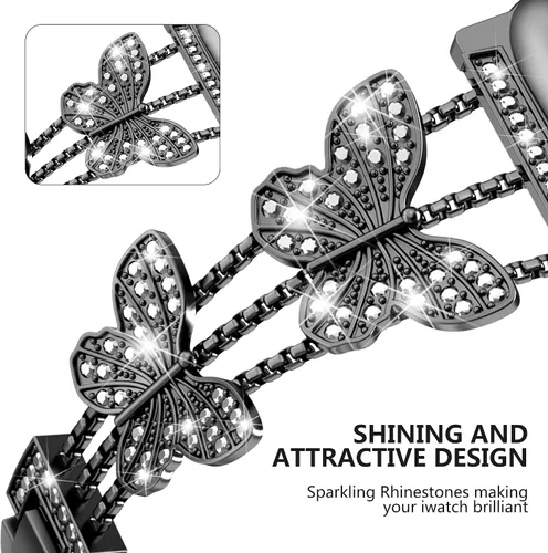 Miniatura 5 de Compatible con Apple Watch Band de 1.99, 1.77, 1.73, 1.65, 1.61, 1.57 y 1.49 pulgadas, pulsera elegante de metal brillante para mujer para iWatch