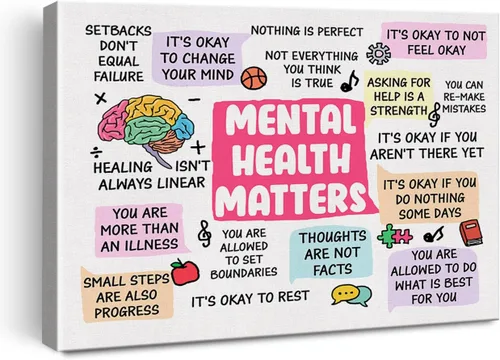 Hijie Póster de Lienzo de Arte de Pared de Salud Mental de Terapia de Oficina para Decoración - Arte de Pared de Impresión en Lienzo Motivacional La