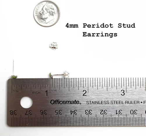 Miniatura 12 de Aretes de tuerca con piedras preciosas para mujeres y niñas, bisel redondo de 0.157 in de plata esterlina 925