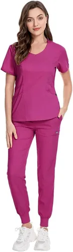 Miniatura 7 de niaahinn Conjunto de uniformes médicos para mujer, uniformes de enfermería, cuello en V clásico y pantalones quirúrgicos para correr