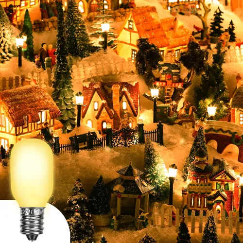 Miniatura 7 de Meonum 6 Piezas Bombillas de Repuesto de Aldea Navideña, Bombillas LED T20 con Base de Candelabro E12, Accesorios de Luz de Repuesto de 0.7 W 120 V