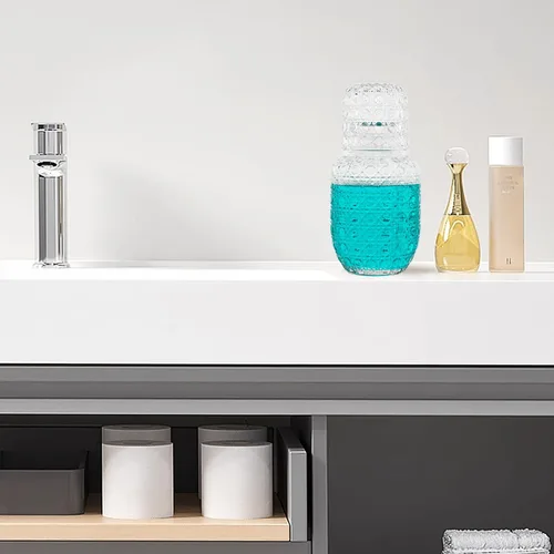 Miniatura 4 de Juego de jarra de agua y vasos de vidrio para mesita de noche de dormitorio, jarra de agua para mesita de noche, jarra de enjuague bucal de vidrio