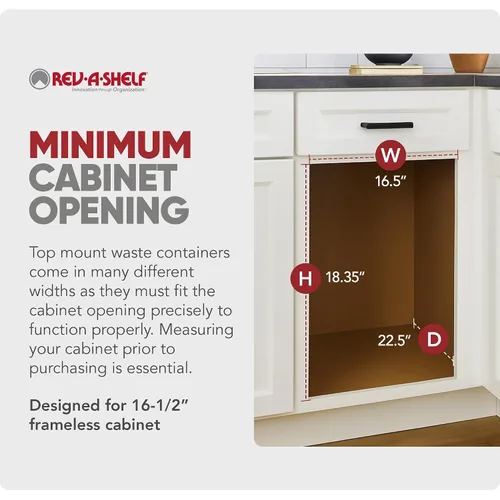 Miniatura 4 de Rev-A-Shelf Botes de basura de cocina de 35 cuartos de galón de montaje superior para colocar debajo del gabinete, toboganes de extensión completa
