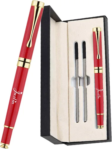 Miniatura 10 de Bolígrafo personalizado de texto/logotipo con 3 repuestos negros, negocios grabados, lujo, ejecutivo profesional, oficina, el mejor juego de regalo