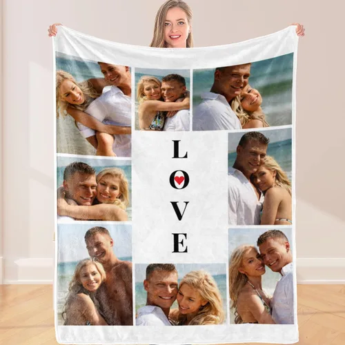 Miniatura 10 de Manta personalizada con fotos, manta personalizada de collage de 8 fotos, manta personalizada con imágenes, para memoria familiar, cumpleaños