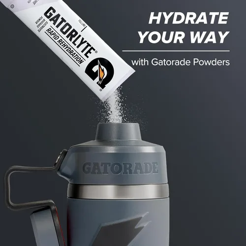 Miniatura 4 de Gatorade 'Overtime' - Botella de agua de acero inoxidable de 22 onzas, tapa giratoria, color blanco