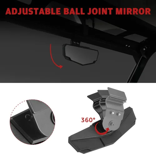 Miniatura 3 de HAKA TOUGH Espejo retrovisor central para Can Am Defender/Polaris Ranger, UTV Espejo retrovisor ancho convexo para Ranger 570 900 xp 1000 Crew