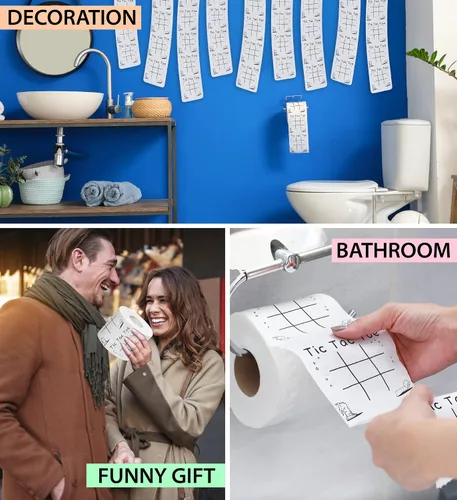 Miniatura 5 de Printed TP Tic Tac Toe - Papel higiénico impreso - Divertido rollo de papel higiénico para broma, sorpresa, decoración de baño, regalo novedoso