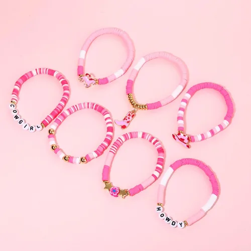 Miniatura 304 de Surfer Heishi - Pulseras apilables para mujer, apilables, de vinilo arcoíris, disco de arcilla, pulseras elásticas para la amistad, joyería bohemia
