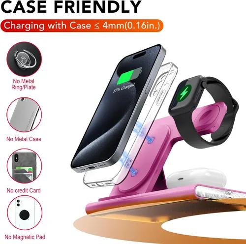 Miniatura 12 de Estación de carga 3 en 1 para iPhone 17 - Cargador inalámbrico para productos Apple para iPhone 17 16 15 14 13 12 11 Pro Max - Estación de carga Azul