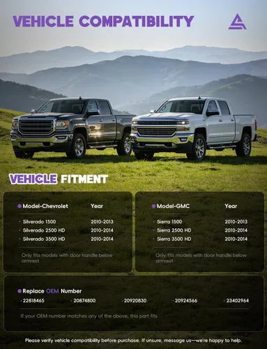 Miniatura 2 de 22818465 Kit de reparación de reposabrazos de puerta delantera izquierda del lado del conductor para Chevy Silverado/GMC Sierra 1500/2500HD/3500HD
