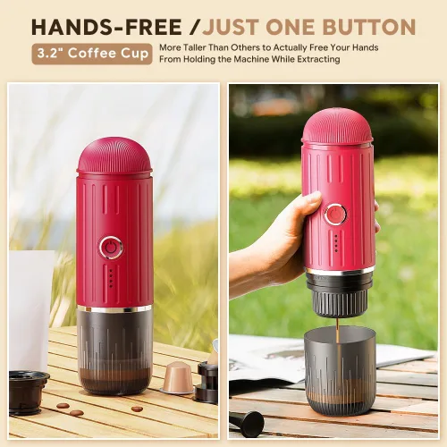 Miniatura 6 de Máquina de café espresso eléctrica portátil para cápsulas Nespresso, cafetera de viaje para camping, cafetera de automóvil con café molido