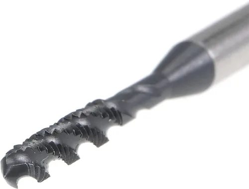Miniatura 5 de uxcell M2 x 0.4 espiral flauta rosca, rosca métrica máquina HSS revestimiento de nitruración HSS, vástago redondo con extremo cuadrado, tolerancia