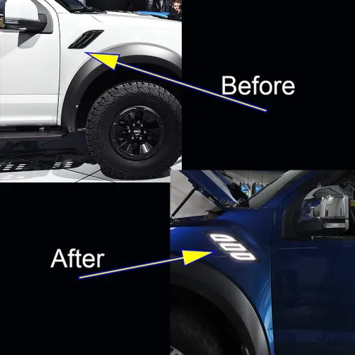 Miniatura 2 de Luces LED de Marcador Lateral del Parachoques para Ford Raptor F150 2015-2020, Luz de Marcha Diurna Blanca/Ámbar Switchback con Señal de Giro