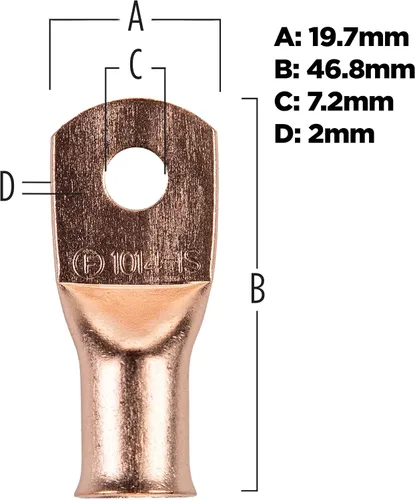 Miniatura 2 de Instalar Terminal de anillo de cobre de bahía calibre 1/0 de 1/4 pulgadas, paquete de 5 - CUR1014