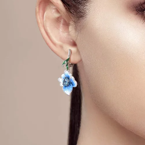 Miniatura 5 de Santuzza Pendientes de plata de ley con piedras preciosas esmaltadas