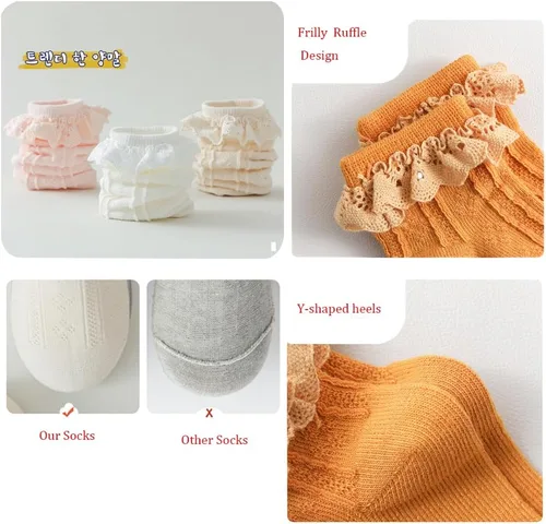 Miniatura 6 de Calcetines de encaje con volantes para recién nacidos, para niñas pequeñas