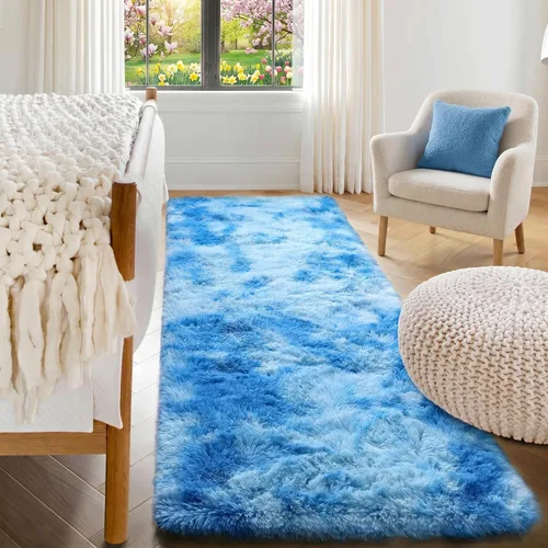 Miniatura 37 de ONASAR - Alfombra de pasillo negra de 2 x 6 pies, esponjosa, lavable, ultrasuave, afelpada, peluda, tapete para bebés, dormitorio de niños, armario