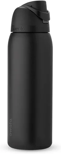 Owala - Botella de agua FreeSip de acero inoxidable con aislamiento, sin bisfenol A, incluye sorbete, para deportes y viajes, 40 oz, Very, Very Dark
