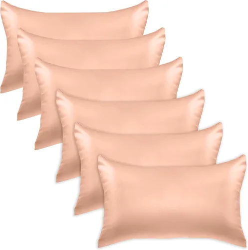 Miniatura 13 de Elegant Comfort Juego de 4 fundas de almohada de satén de viscosa refrescante con cierre de cremallera oculto, suave como la seda para el cuidado