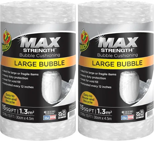 Miniatura 7 de Plástico de burbujas para empaque de la marca Duck, rollo individual de burbujas grandes, Transparente
