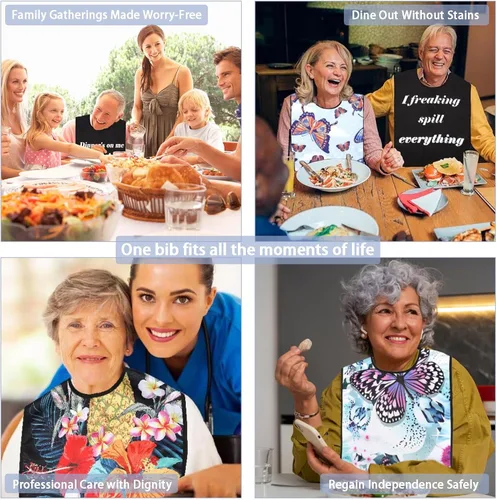 Miniatura 4 de 2 Baberos para Adultos para Hombres, Baberos para Hombres Mayores para Comer, Baberos Lavables y Reutilizables para Adultos