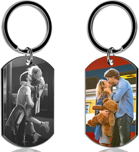 Llavero personalizado con imagen, llavero giratorio de doble cara con fotos coloridas, regalos conmemorativos para amantes de la familia