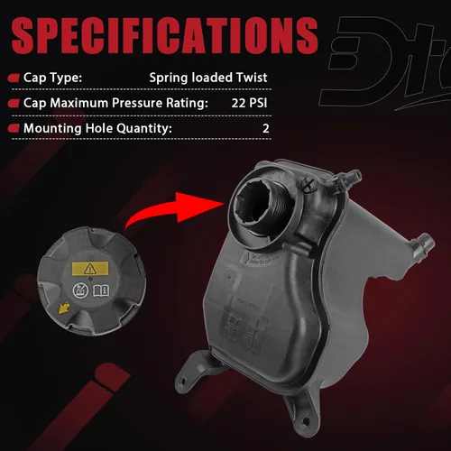 Miniatura 5 de Depósito de Expansión de Radiador Compatible con Vehículo BMW E90 E91 E92 E93 328i 330i 335i X1 Z4 2007-2016 #Reemplaza 17137607482, 17137640514
