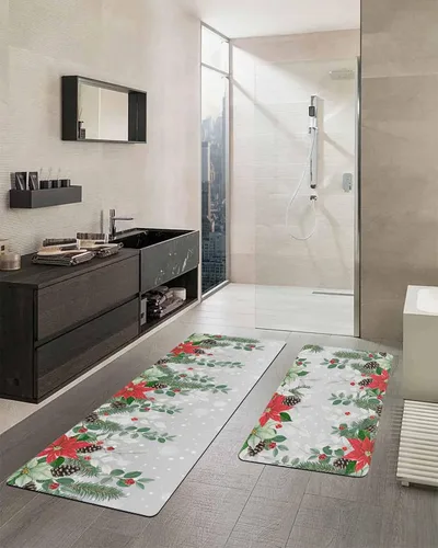 Miniatura 2 de Tapete de baño de Navidad para bañera, antideslizante, de secado rápido y absorbente, tierra de diatomeas, fregadero de cocina, lavable