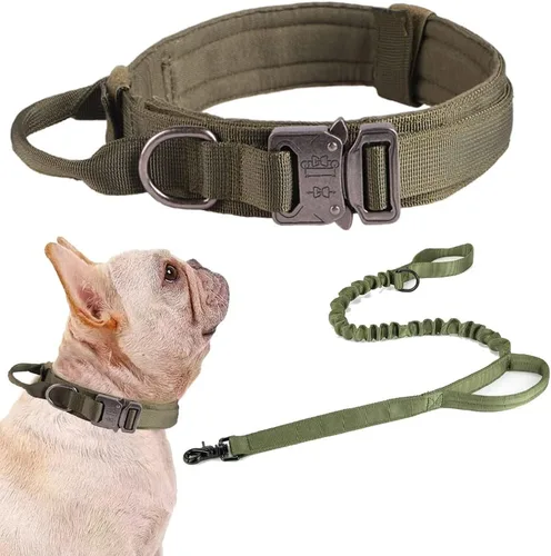 Miniatura 51 de Collar táctico para perro, ajustable, militar, de nailon, con asa de control y hebilla de metal resistente para perros medianos y grandes (negro, S)