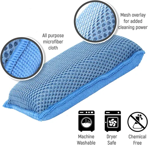 Miniatura 4 de Scrub-It - Esponja de cocina de microfibra Miracle (6 unidades) – Esponjas de limpieza para lavavajillas resistentes a arañazos – Lavable a máquina