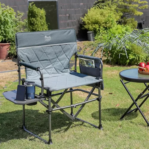 Miniatura 2 de Timber Ridge Silla de Director de Camping de Aluminio con Bolsillo de Mesa Lateral, Silla Plegable Portátil, Silla de Jardín Resistente para Viaje