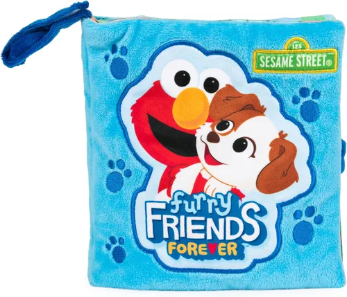 GUND Sesame Street Furry Friends Forever Soft Book, juguete sensorial de felpa prémium para edades de 1 año en adelante, azul, 6 pulgadas Libro