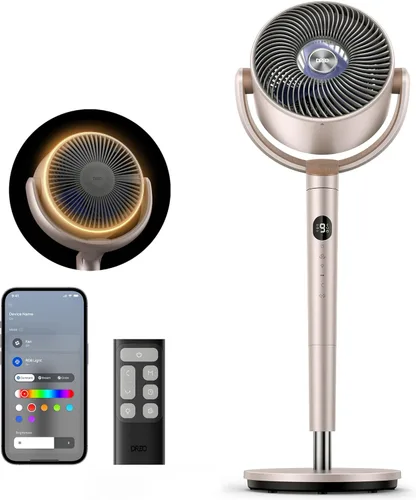 Dreo Ventiladores inteligentes para dormitorio, ventilador oscilante omnidireccional de 120° +120°, ventilador de pedestal silencioso de 90 pies con