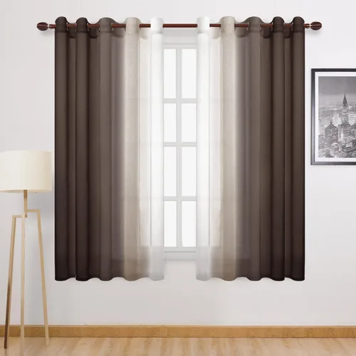 Miniatura 36 de DWCN Cortinas Transparentes de Lino Sintético Negro Degradado Ombré - Cortinas Semi Transparentes de Gasa con Ojales en la Parte Superior